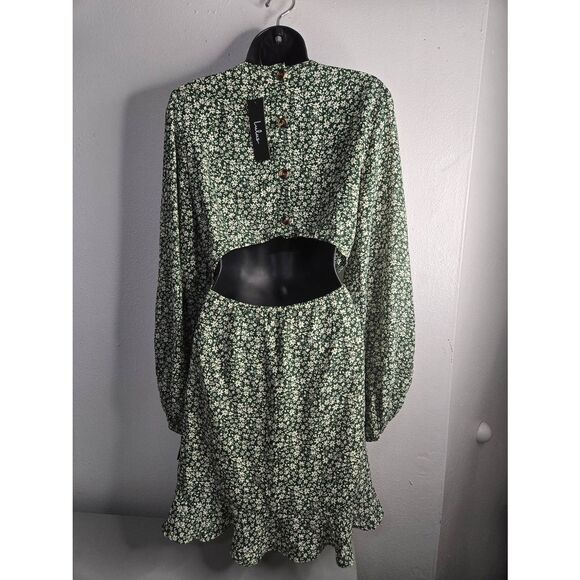 Lulus Blooming Darlin' Green Floral Print Ruffled Mini‎ Dress Size Medium - Picture 2 of 9